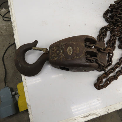 CM Cyclone Model S 8 Ton 16,000 LB Manual Chain Fall Hoist 8' Lift 17' Pendant