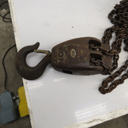 CM Cyclone Model S 8 Ton 16,000 LB Manual Chain Fall Hoist 8' Lift 17' Pendant