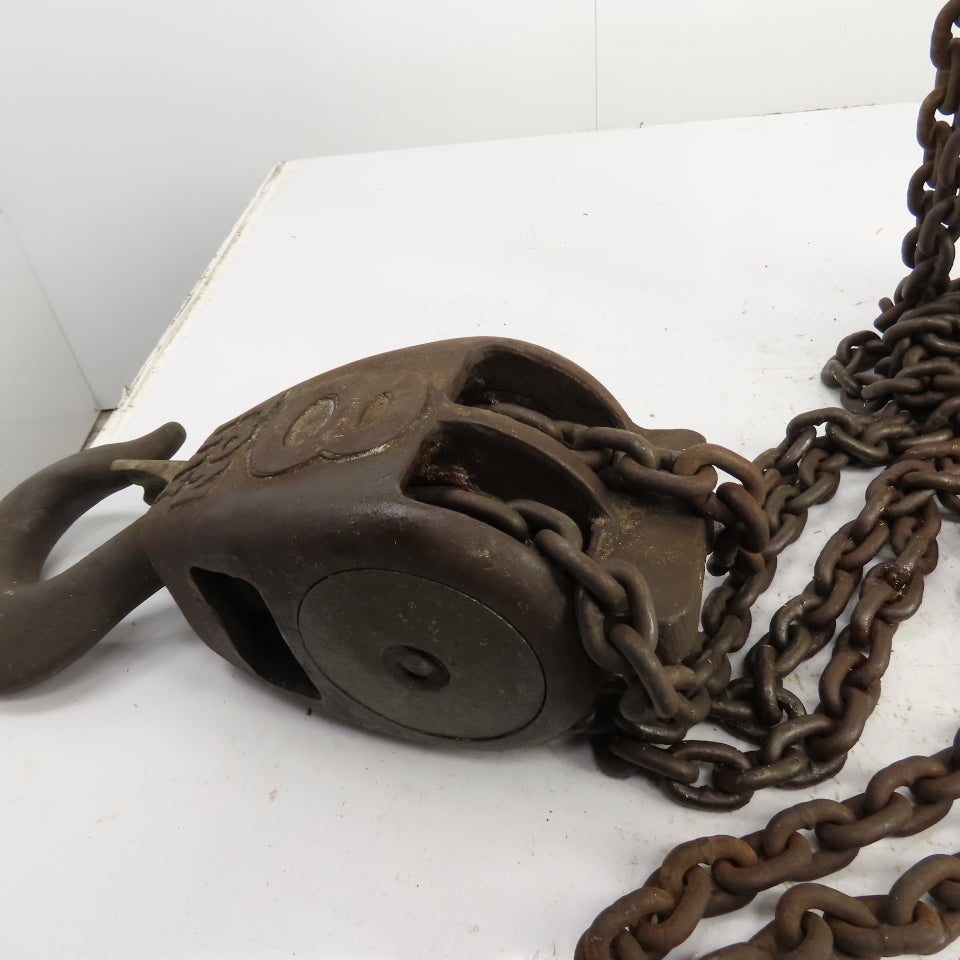 CM Cyclone Model S 8 Ton 16,000 LB Manual Chain Fall Hoist 8' Lift 17' Pendant