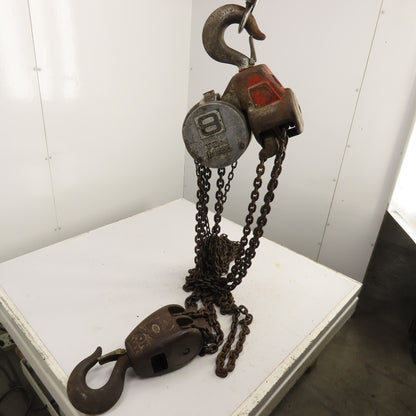 CM Cyclone Model S 8 Ton 16,000 LB Manual Chain Fall Hoist 8' Lift 17' Pendant