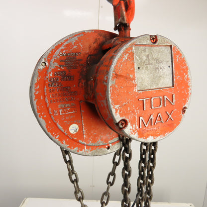 CM Cyclone Model S 1 Ton 2000 LB Manual Chain Fall Hoist 20' Lift 11' Pendant