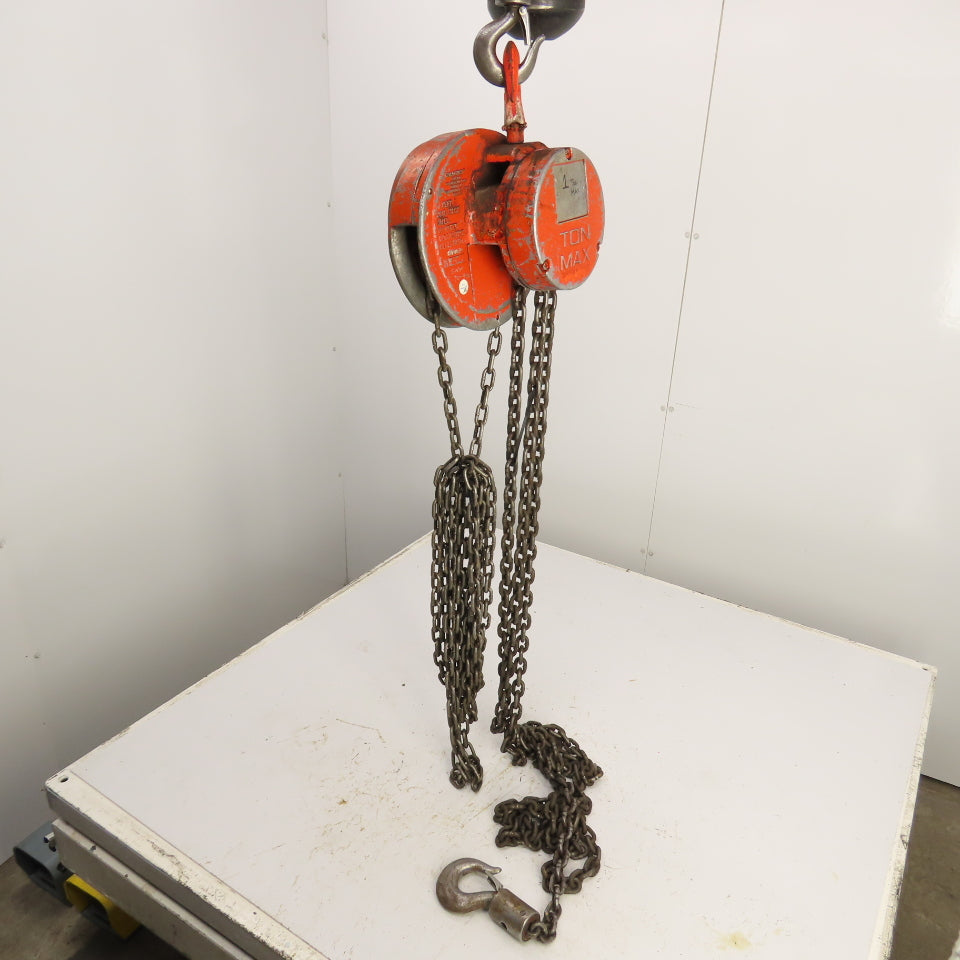 CM Cyclone Model S 1 Ton 2000 LB Manual Chain Fall Hoist 20' Lift 11' Pendant