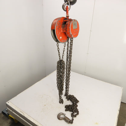CM Cyclone Model S 1 Ton 2000 LB Manual Chain Fall Hoist 20' Lift 11' Pendant