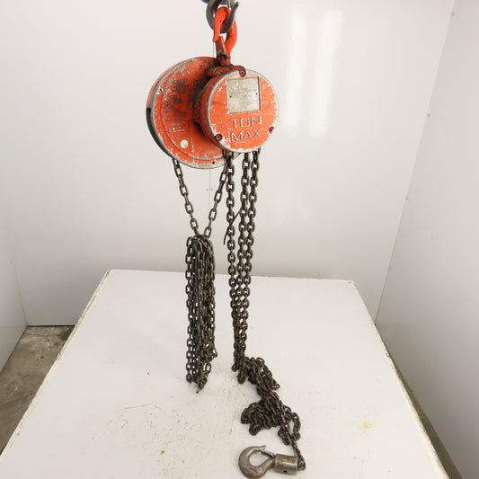 CM Cyclone Model S 1 Ton 2000 LB Manual Chain Fall Hoist 20' Lift 11' Pendant