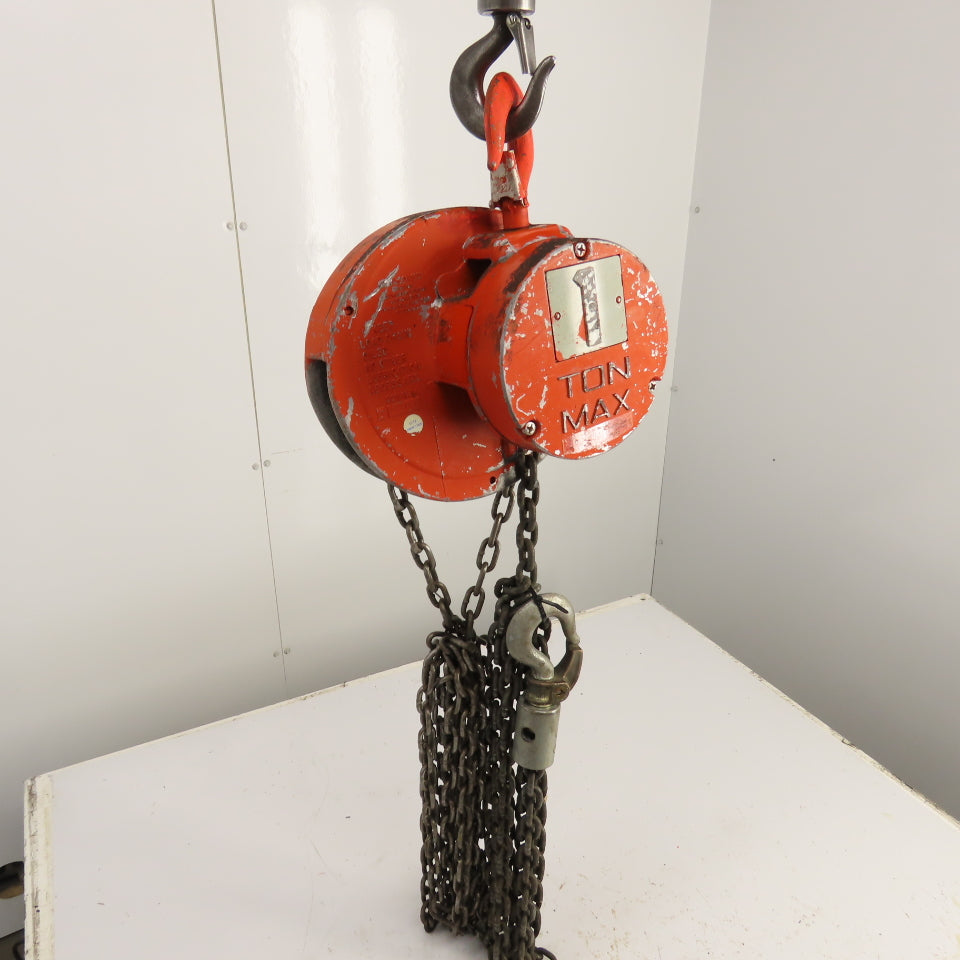 CM Cyclone Model S 1 Ton 2000 LB Manual Chain Fall Hoist 12' Lift 10' Pendant