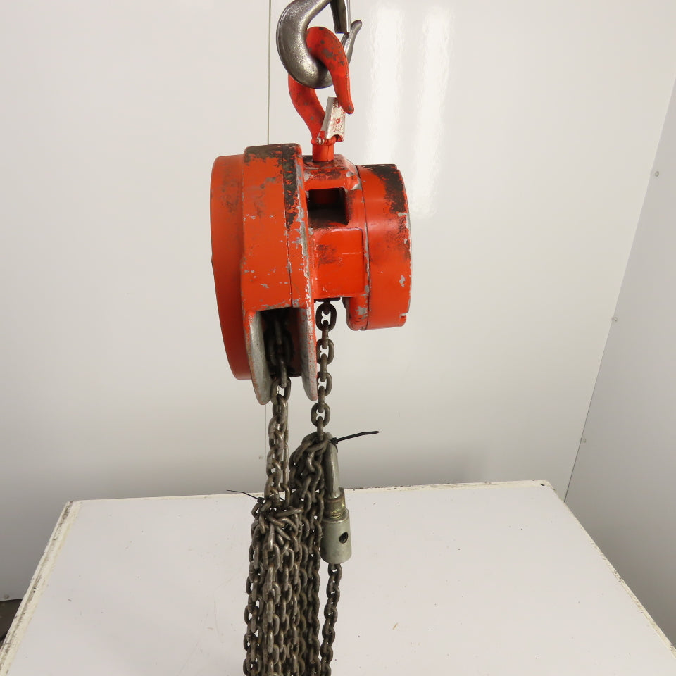 CM Cyclone Model S 1 Ton 2000 LB Manual Chain Fall Hoist 12' Lift 10' Pendant