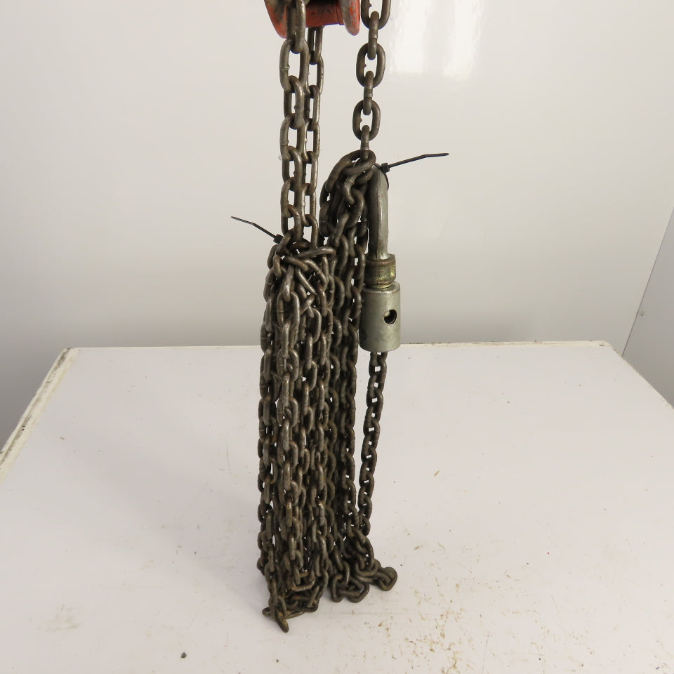 CM Cyclone Model S 1 Ton 2000 LB Manual Chain Fall Hoist 12' Lift 10' Pendant