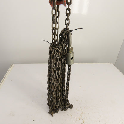 CM Cyclone Model S 1 Ton 2000 LB Manual Chain Fall Hoist 12' Lift 10' Pendant