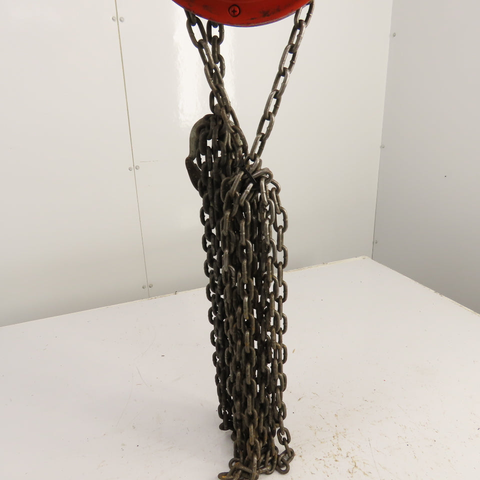 CM Cyclone Model S 1 Ton 2000 LB Manual Chain Fall Hoist 12' Lift 10' Pendant