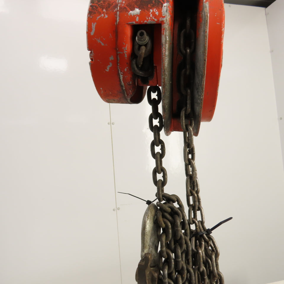 CM Cyclone Model S 1 Ton 2000 LB Manual Chain Fall Hoist 12' Lift 10' Pendant