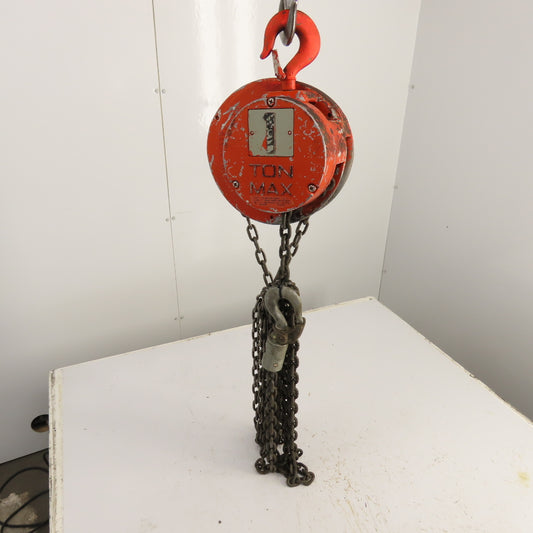 CM Cyclone Model S 1 Ton 2000 LB Manual Chain Fall Hoist 12' Lift 10' Pendant