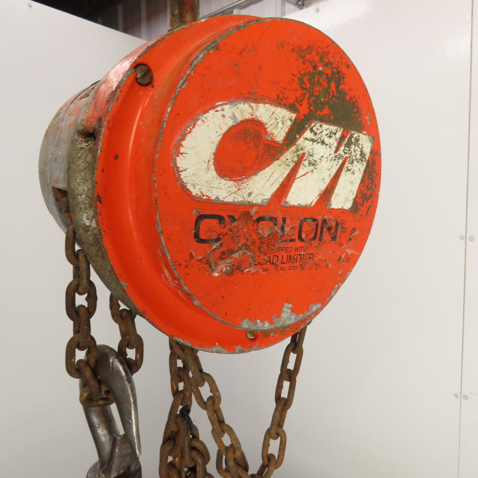 CM Cyclone Model S 1 Ton 2000 LB Manual Chain Fall Hoist 12' Lift 10' Pendant