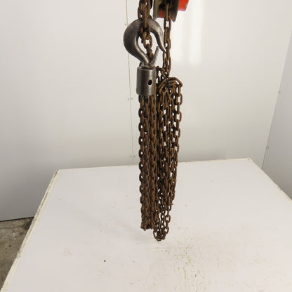 CM Cyclone Model S 1 Ton 2000 LB Manual Chain Fall Hoist 12' Lift 10' Pendant
