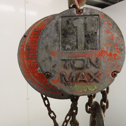 CM Cyclone Model S 1 Ton 2000 LB Manual Chain Fall Hoist 12' Lift 10' Pendant
