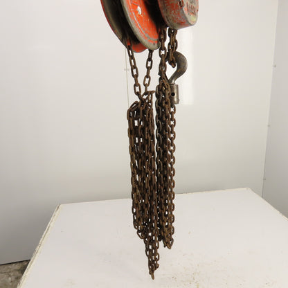 CM Cyclone Model S 1 Ton 2000 LB Manual Chain Fall Hoist 12' Lift 10' Pendant