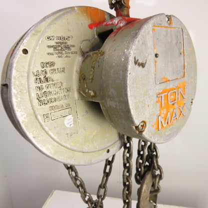 CM Cyclone Model S 1 Ton 2000 LB Manual Chain Fall Hoist 10' Lift 10' Pendant