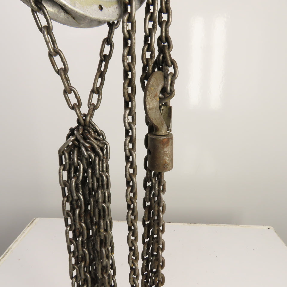 CM Cyclone Model S 1 Ton 2000 LB Manual Chain Fall Hoist 10' Lift 10' Pendant