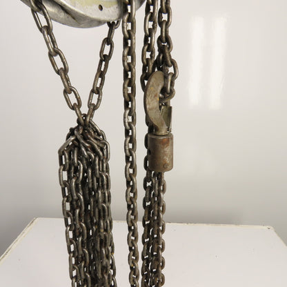 CM Cyclone Model S 1 Ton 2000 LB Manual Chain Fall Hoist 10' Lift 10' Pendant