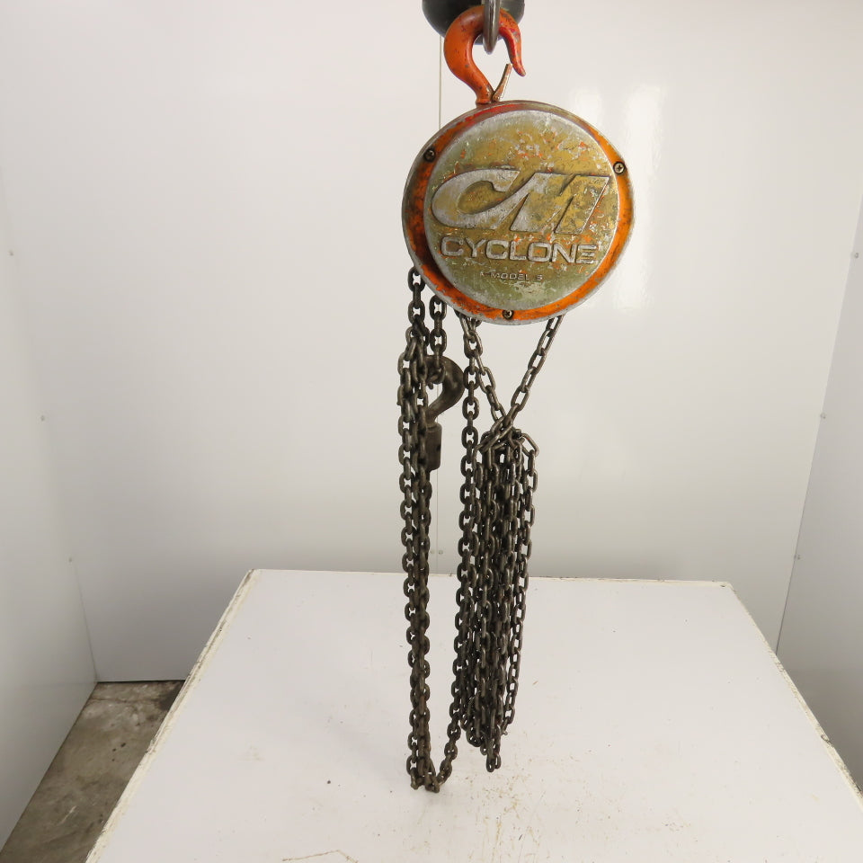 CM Cyclone Model S 1 Ton 2000 LB Manual Chain Fall Hoist 10' Lift 10' Pendant