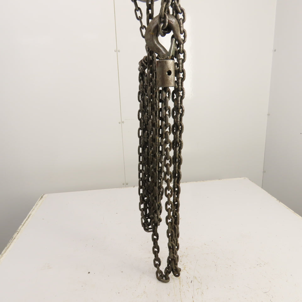 CM Cyclone Model S 1 Ton 2000 LB Manual Chain Fall Hoist 10' Lift 10' Pendant