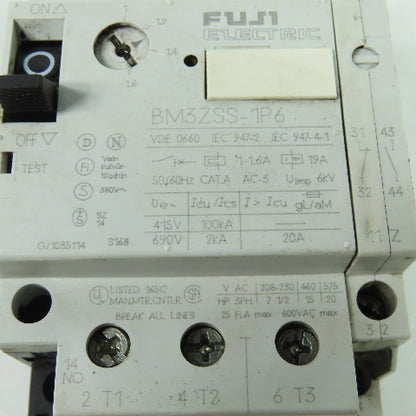 Fuji BM3ZSS-1P6 3-Pole Circuit Breaker 600VAC 1-1.6A