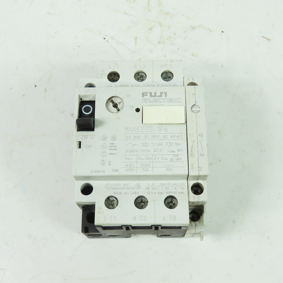 Fuji BM3ZSS-1P6 3-Pole Circuit Breaker 600VAC 1-1.6A