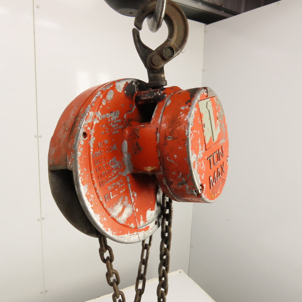CM Cyclone Model S 1 Ton 2000 LB Manual Chain Fall Hoist 10' Lift 6' Pendant