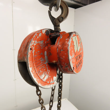 CM Cyclone Model S 1 Ton 2000 LB Manual Chain Fall Hoist 10' Lift 6' Pendant