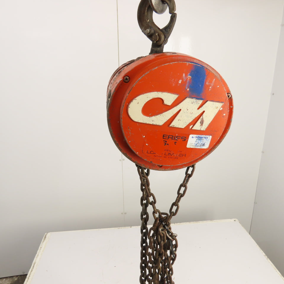 CM Cyclone Model S 1 Ton 2000 LB Manual Chain Fall Hoist 10' Lift 6' Pendant