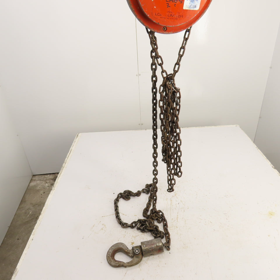 CM Cyclone Model S 1 Ton 2000 LB Manual Chain Fall Hoist 10' Lift 6' Pendant