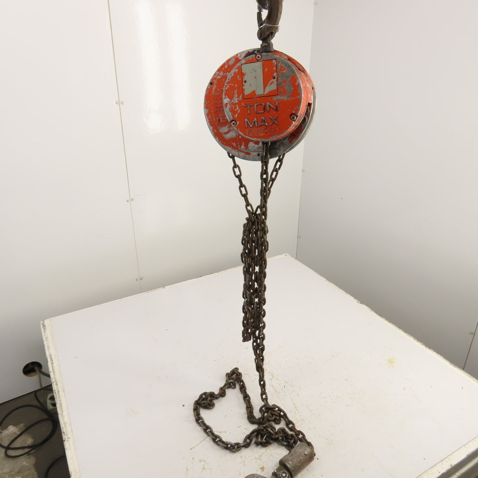 CM Cyclone Model S 1 Ton 2000 LB Manual Chain Fall Hoist 10' Lift 6' Pendant