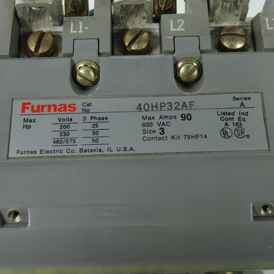 Furnas 40HP32AF Ser A 600V 90A Size 3 Contactor 110/120V Coil