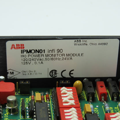 ABB IPMON01 Infi 90 I90 Power Monitor Module 120/240VAC (Parts/Repair)