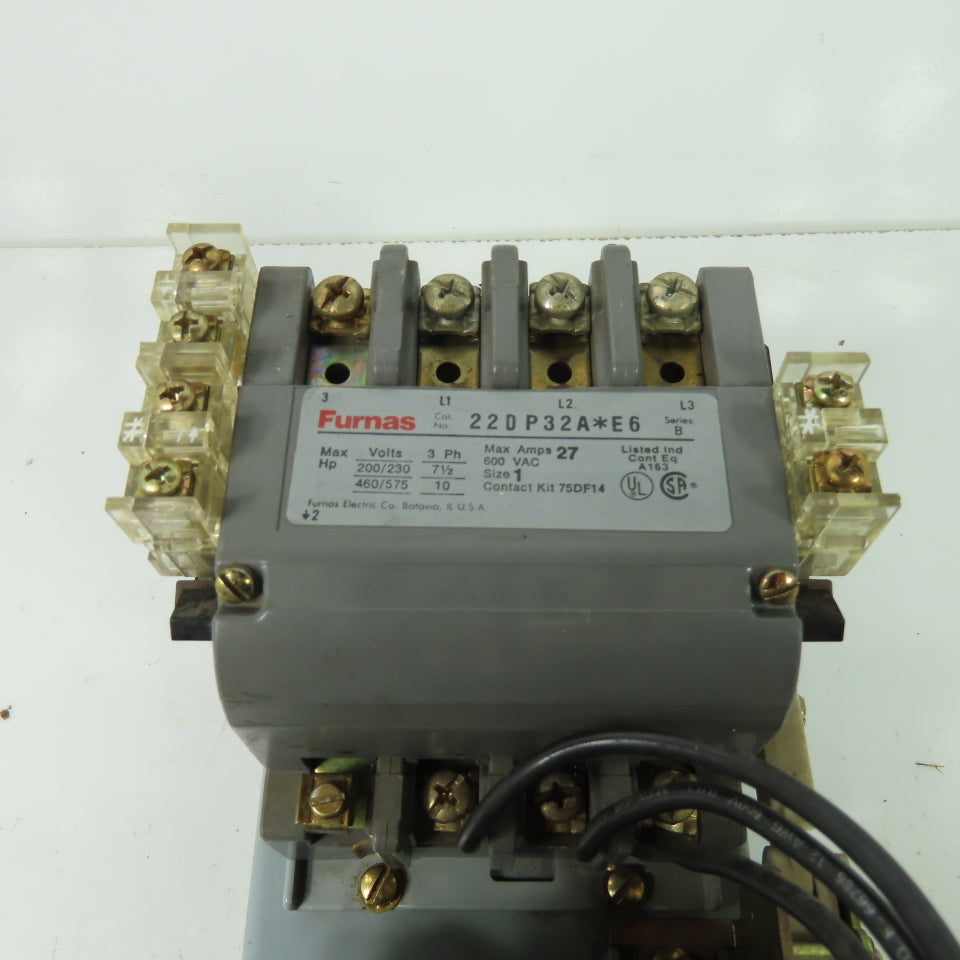 Furnas 22DP32A*E6 Ser B 600VAC Reversing Motor Starter 27A 120V Coil
