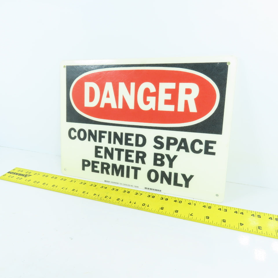 Brady 70249 14" x 10" Fiberglass Sign DANGER CONFINED SPACE ENTER BY PERMIT ONLY