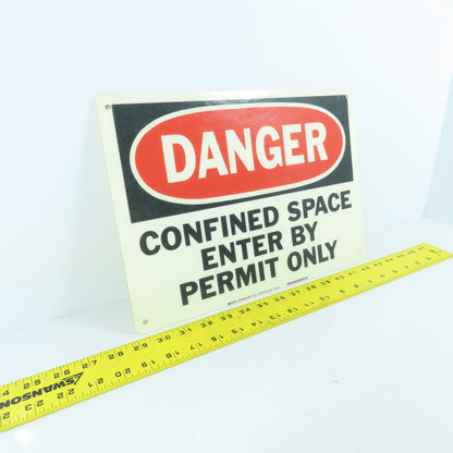 Brady 70249 14" x 10" Fiberglass Sign DANGER CONFINED SPACE ENTER BY PERMIT ONLY