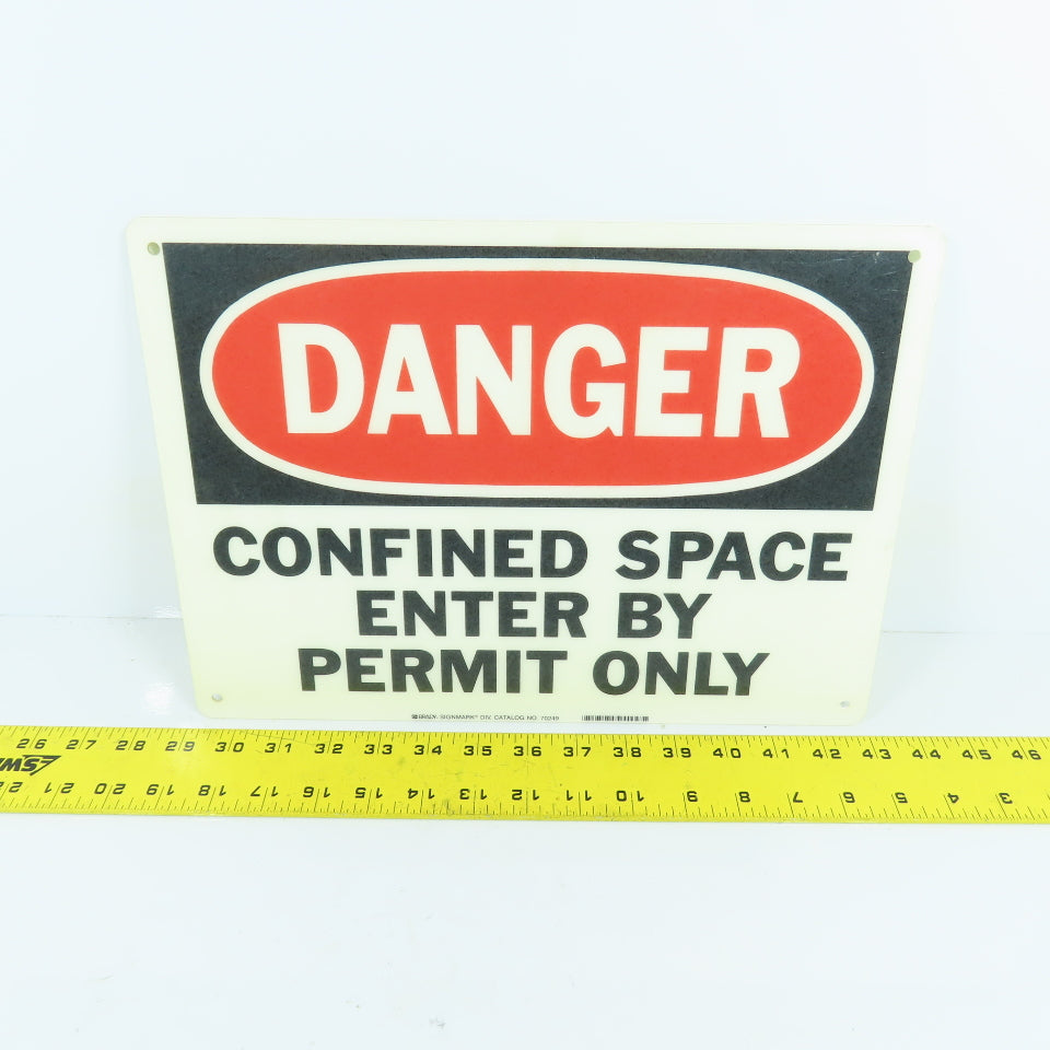 Brady 70249 14" x 10" Fiberglass Sign DANGER CONFINED SPACE ENTER BY PERMIT ONLY
