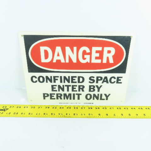 Brady 70249 14" x 10" Fiberglass Sign DANGER CONFINED SPACE ENTER BY PERMIT ONLY