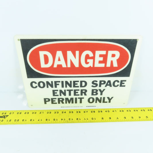 Brady 70249 14" x 10" Fiberglass Sign DANGER CONFINED SPACE ENTER BY PERMIT ONLY