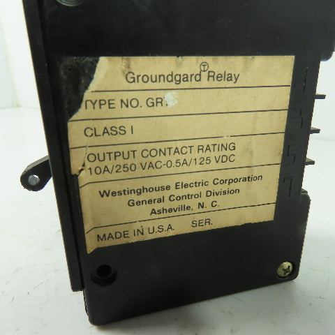 Westinghouse GRT Groundgard Relay Class I 10A/250VAC 0.5A/125VDC