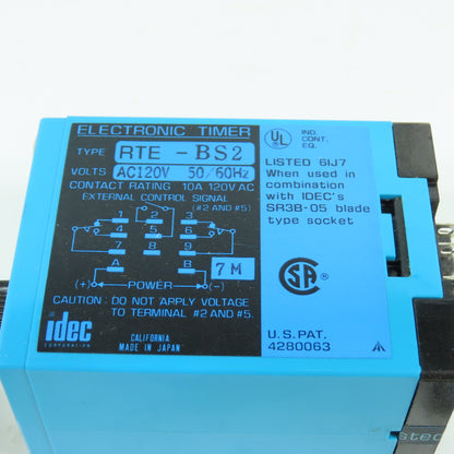 Idec RTE-BS2 Time Delay Relay 120VAC 10A 50/60HZ NEW