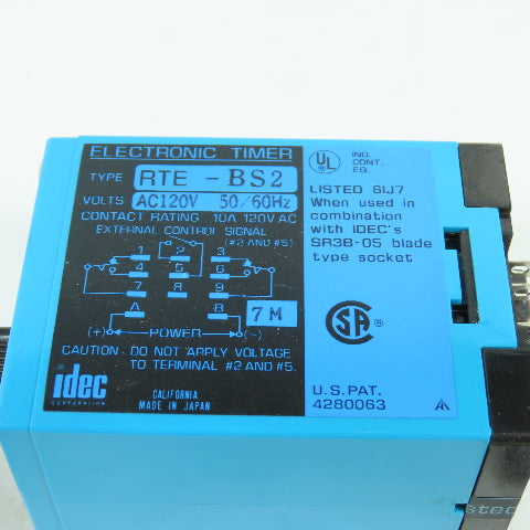 Idec RTE-BS2 Time Delay Relay 120VAC 10A 50/60HZ NEW