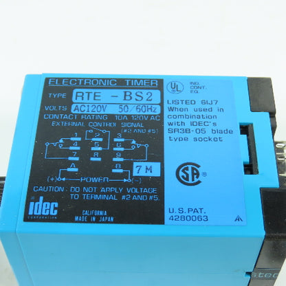 Idec RTE-BS2 Time Delay Relay 120VAC 10A 50/60HZ NEW