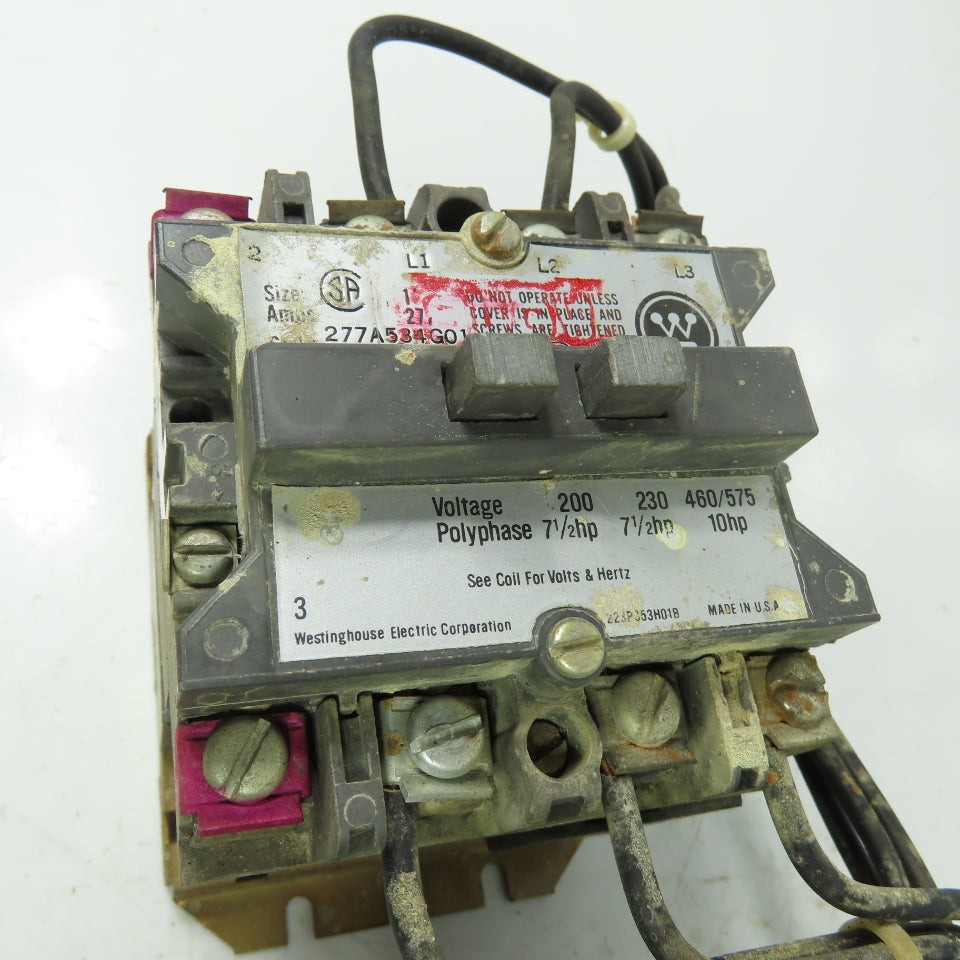 Westinghouse 765A840G01 10HP Size 1 Reversing Contactor 120V Coil W/ 277A534GO1