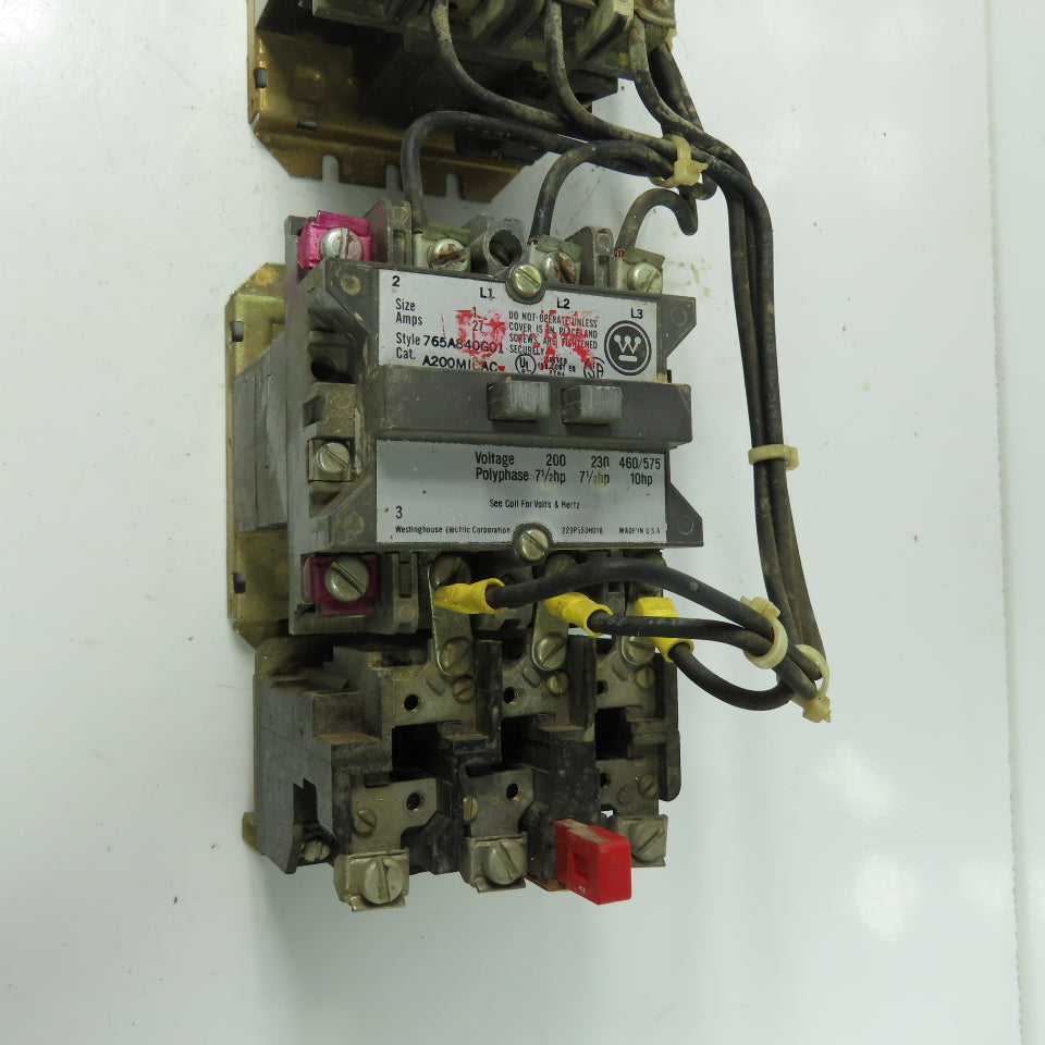 Westinghouse 765A840G01 10HP Size 1 Reversing Contactor 120V Coil W/ 277A534GO1