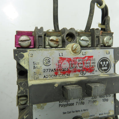 Westinghouse 765A840G01 10HP Size 1 Reversing Contactor 120V Coil W/ 277A534GO1