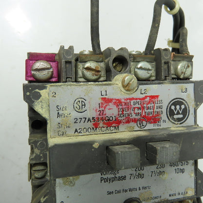 Westinghouse 765A840G01 10HP Size 1 Reversing Contactor 120V Coil W/ 277A534GO1