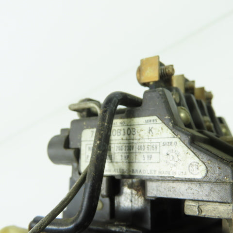 Allen Bradley 709-A0B103 Ser K Size 0 Motor Starter 5HP 120V Coil W/ 1401-N10