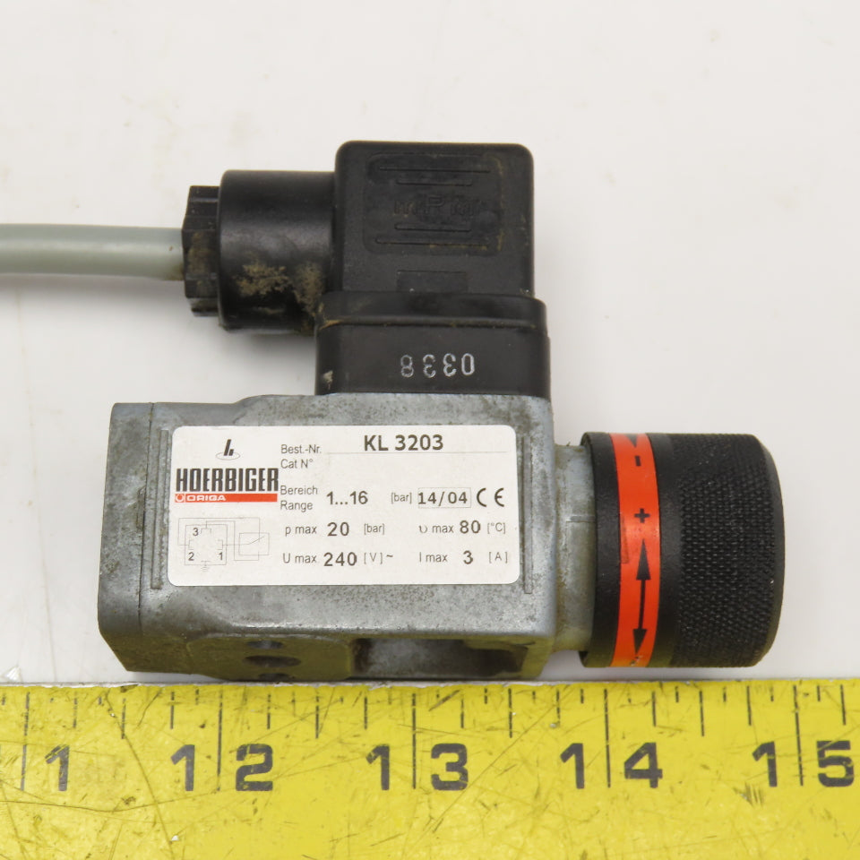 Hoerbiger KL 3203 Pressure Switch 1-16 Bar Adjustable G1/4 240V Max