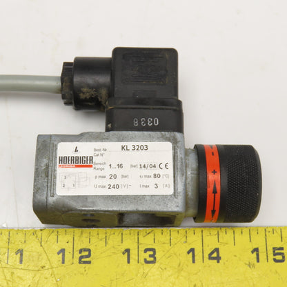 Hoerbiger KL 3203 Pressure Switch 1-16 Bar Adjustable G1/4 240V Max